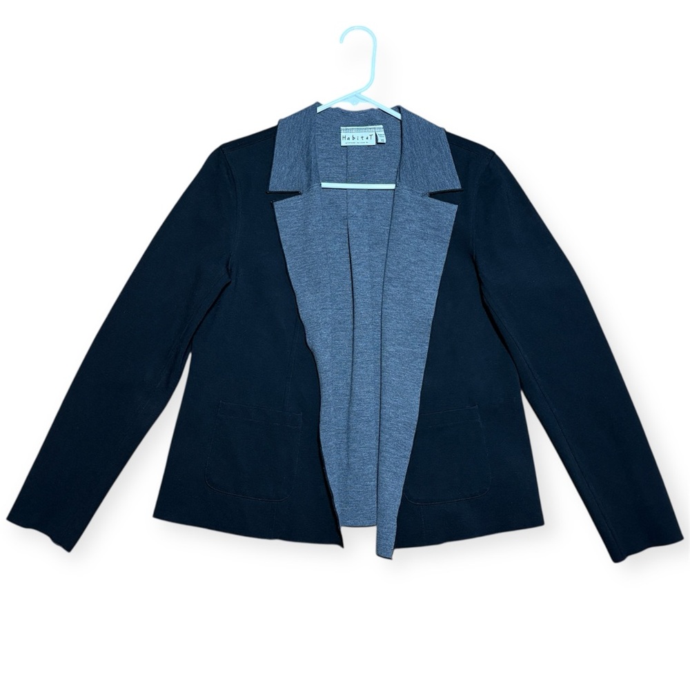 Habitat Ponte Knit Open Cardigan Jacket In Black & Gray Sz XS
